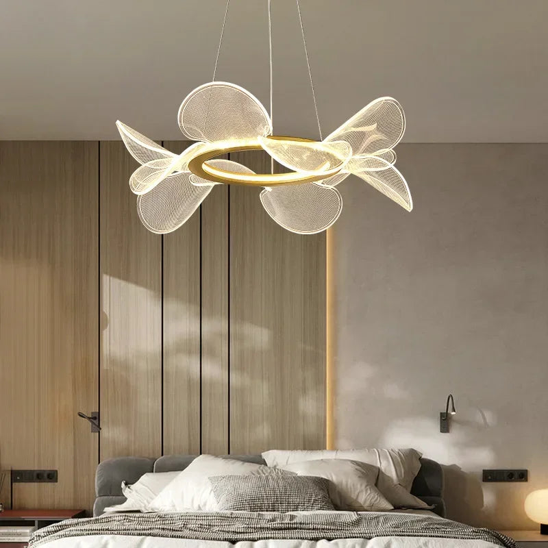 DecorBites™ LED Flower Chandelier: Luxury Acrylic Pendant for Modern Living, Bedroom & Kitchen
