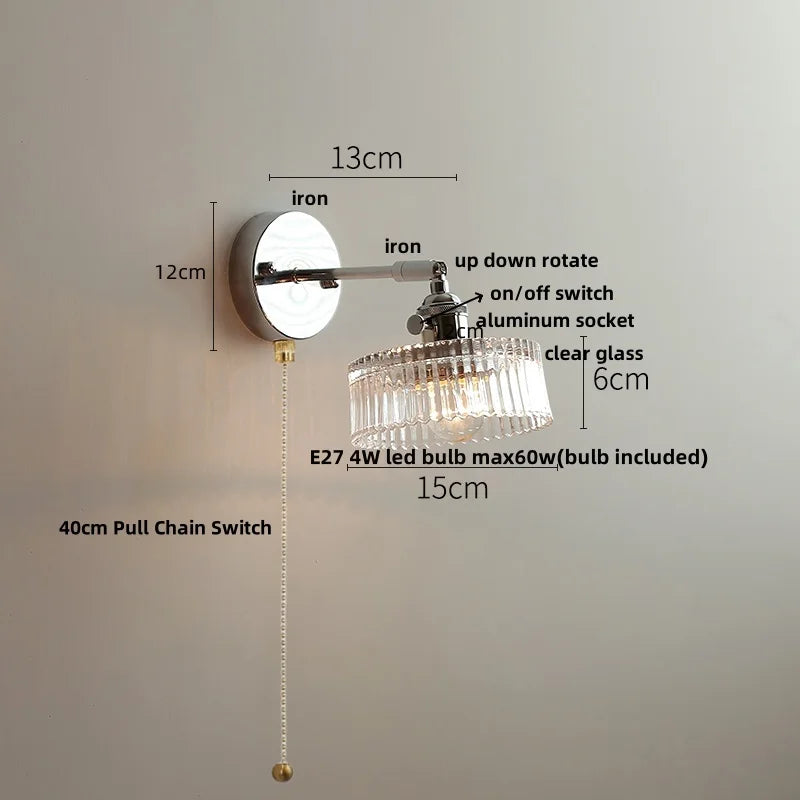 DecorBites™ LED Glass Wall Light Fixture Modern Rotate Bedside Lamp Wandlamp