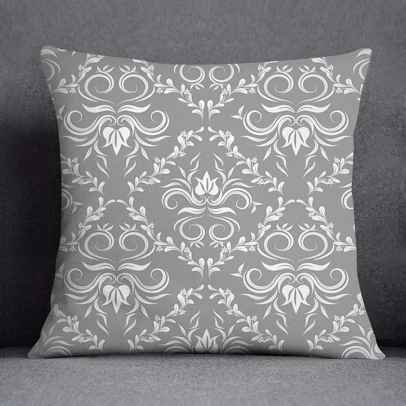 DecorBites™ Geometric Floral Print Lumbar Pillow Case 45X45cm Sofa Cushion Cover