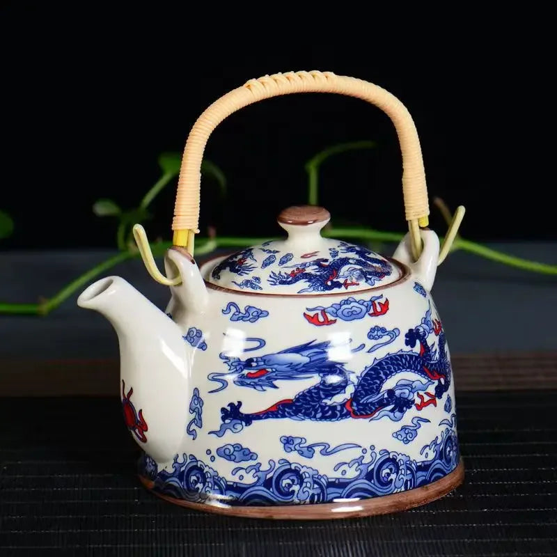 DecorBites™ Blue and White Porcelain Tea Pot Clay Yixing Coffee Teapot Gaiwan Samovar