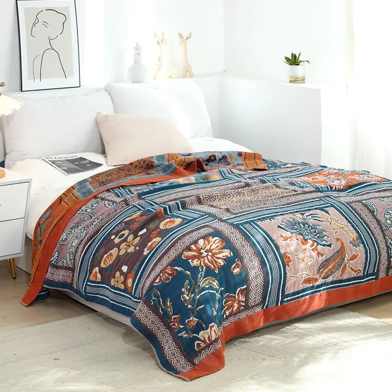 DecorBites™ 100% Cotton Nordic Throw Blanket - Soft Gauze Bedspread for Bedroom & Sofa