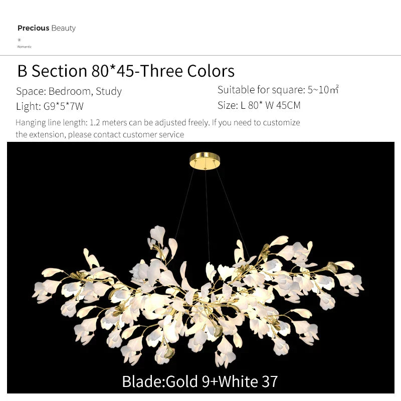 DecorBites™ Ginkgo Biloba Chandelier: Elegant Duplex Living Room Hotel Lobby Pendant Light