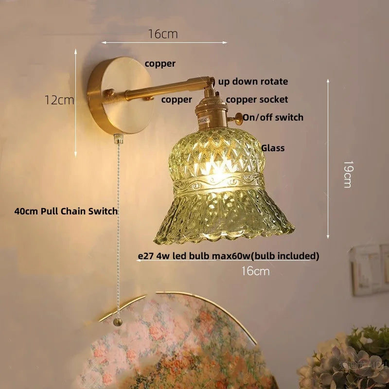 DecorBites™ Amber Flower Glass LED Wall Light Fixture for Kitchen Restaurant Bar