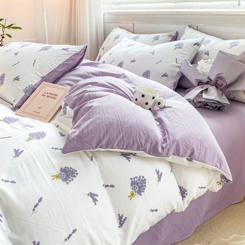 DecorBites™ Cozy Pattern Printed 4Pcs Single Bedding Set - Soft Cotton Fabric
