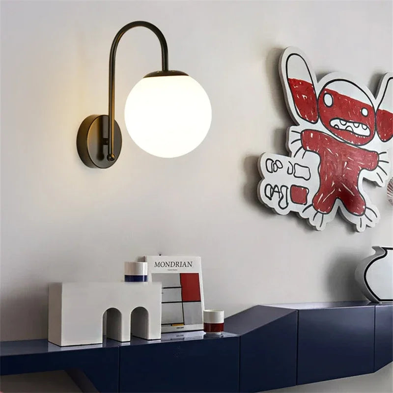 DecorBites™ Glass Ball LED Wall Sconce for Bedroom Living Room, Nordic Style Wall Lighting Fixtures