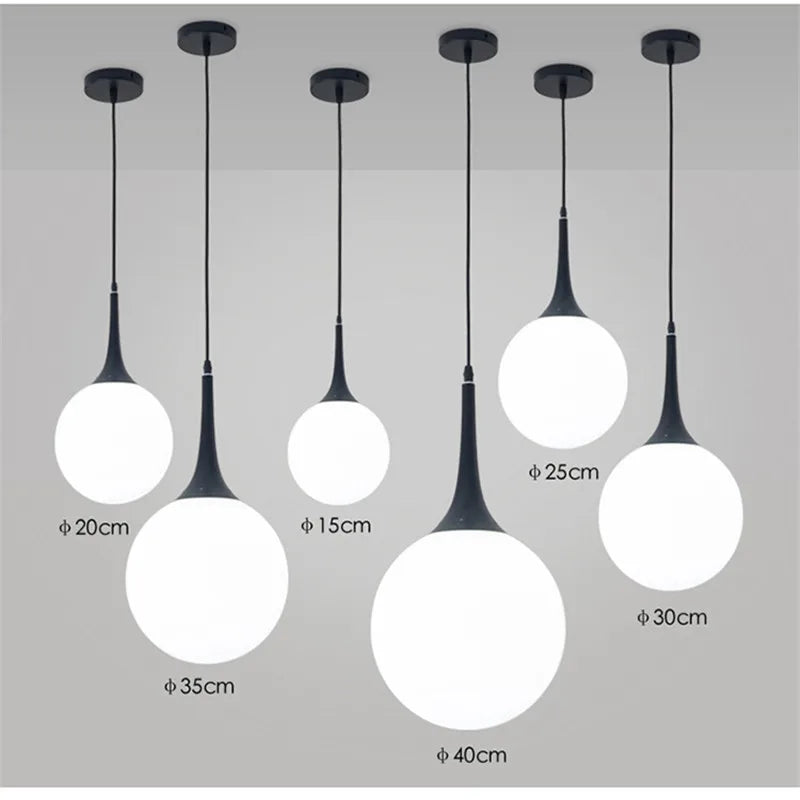 DecorBites™ Glass Ball LED Pendant Lights for Modern Living Room, Black/White Horn Fixtures