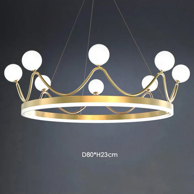 DecorBites™ Crown LED Chandelier: Elegant Ring Lustre Pendant Light for Kids Room