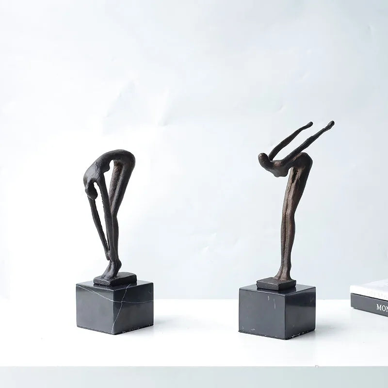 DecorBites™ Diving Sportsman Metal Sculpture - Abstract Swimming Figure for Home Decor