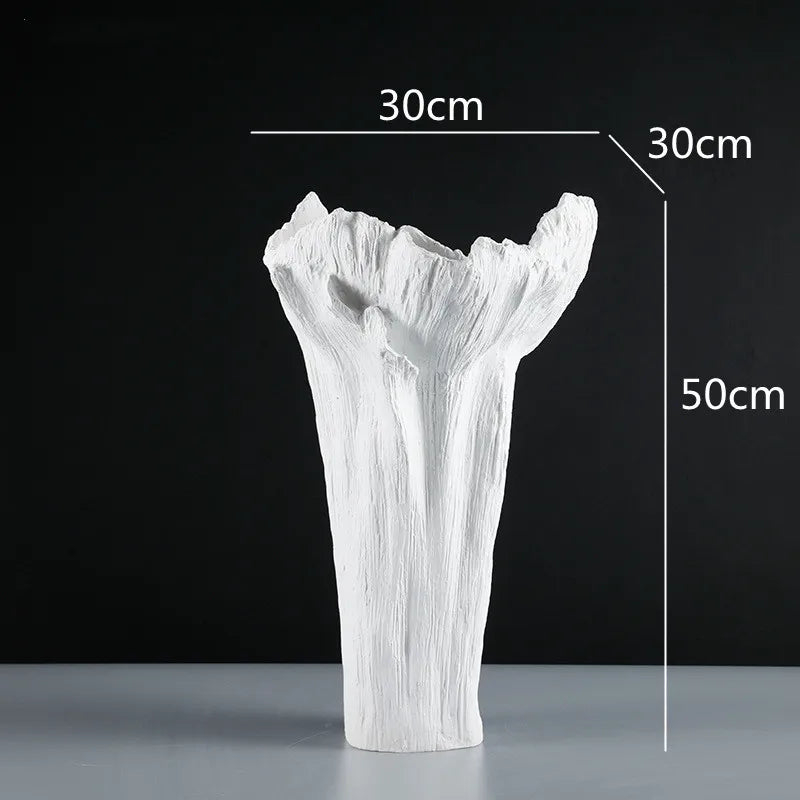DecorBites™ Irregular Resin Vase Black White Flowers Handicraft Ornaments Home Decor