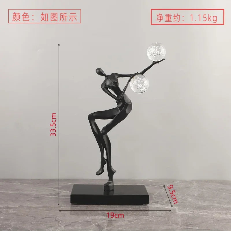 DecorBites™ Golden Man Dancing Crystal Ball Acrobatic Sculpture Figure for Home Decor