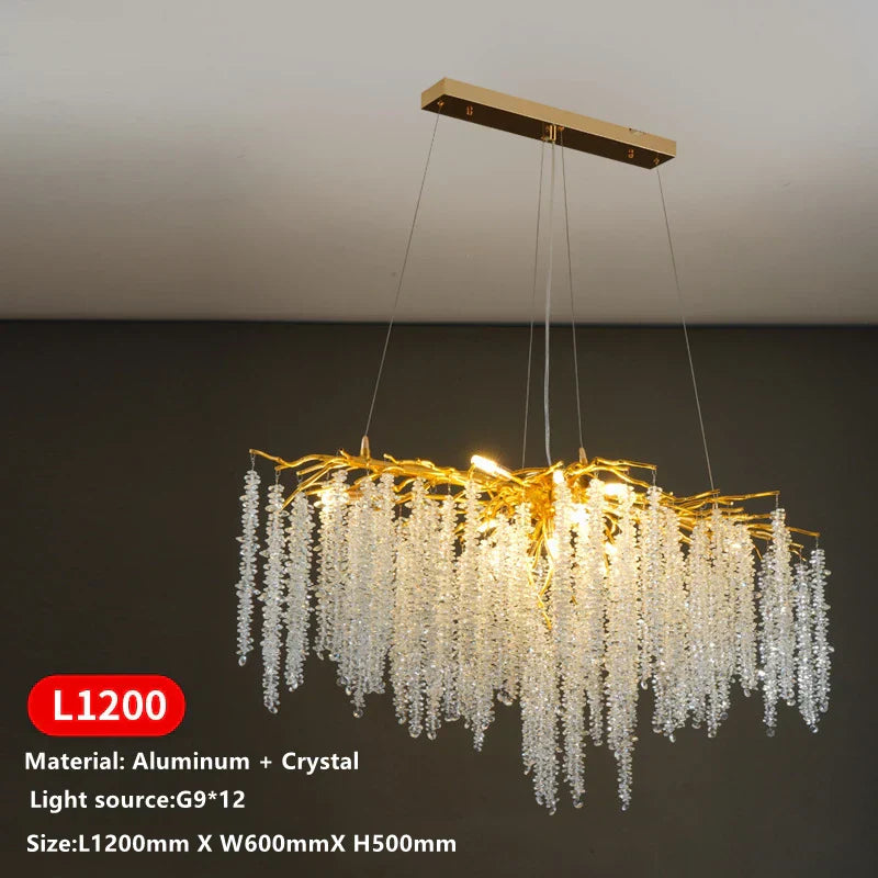 DecorBites™ Crystal Tassel Ceiling Chandelier for Luxe Living Room, Hall, and Restaurant Decor