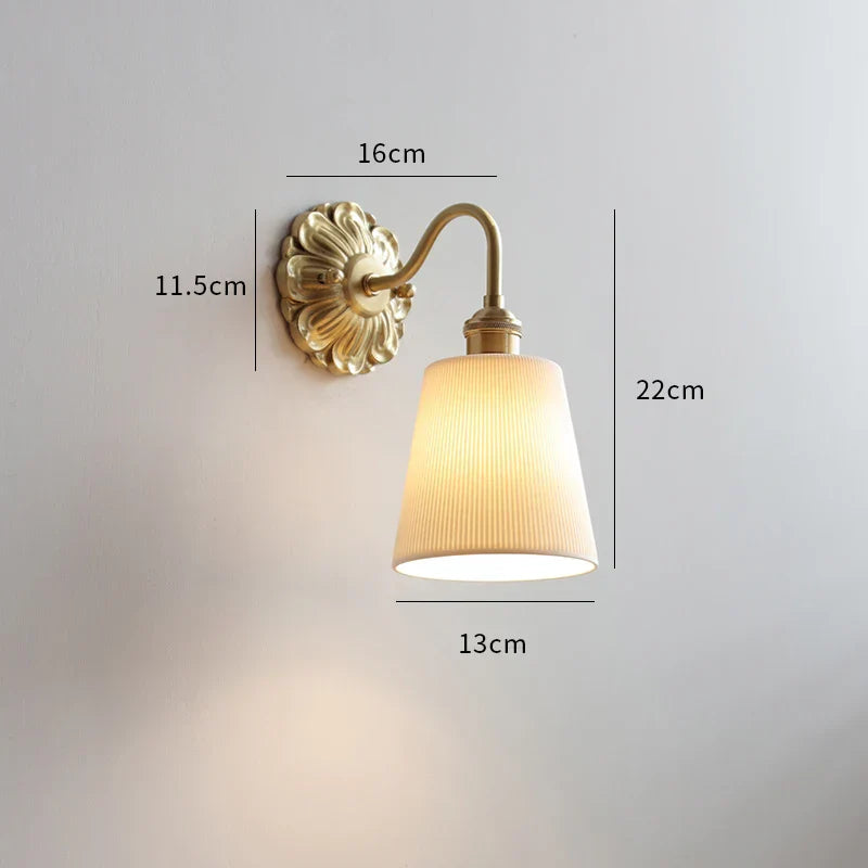 DecorBites™ Ceramic LED Wall Lights: Modern Japan Style Copper Base Sconce for Home Decor