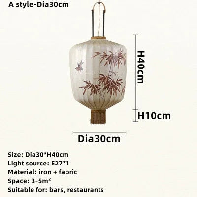 DecorBites™ Bamboo Lantern Pendant: Handmade Fabric Shade for Elegant Hotel and Restaurant Lighting
