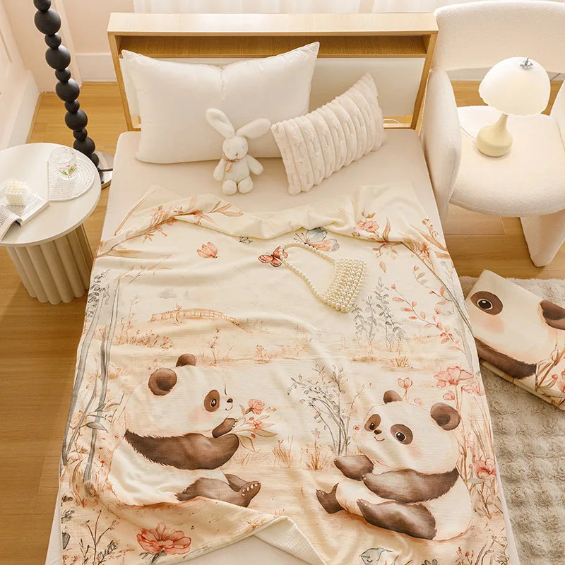 DecorBites™ Cartoon Printed Cotton Blanket: Soft, Cozy Sofa Cover for Home & Office Napping