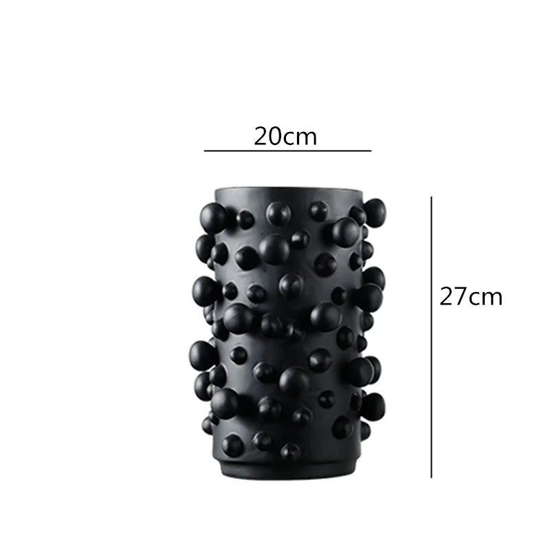 DecorBites™ Black White Abstract Dots Resin Vase Irregular Bumps Home Decoration Organizer