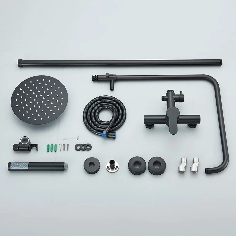 DecorBites™ Black Shower Faucet Set with Rainfall Shower Head and Wall Mounted Mixer Tap