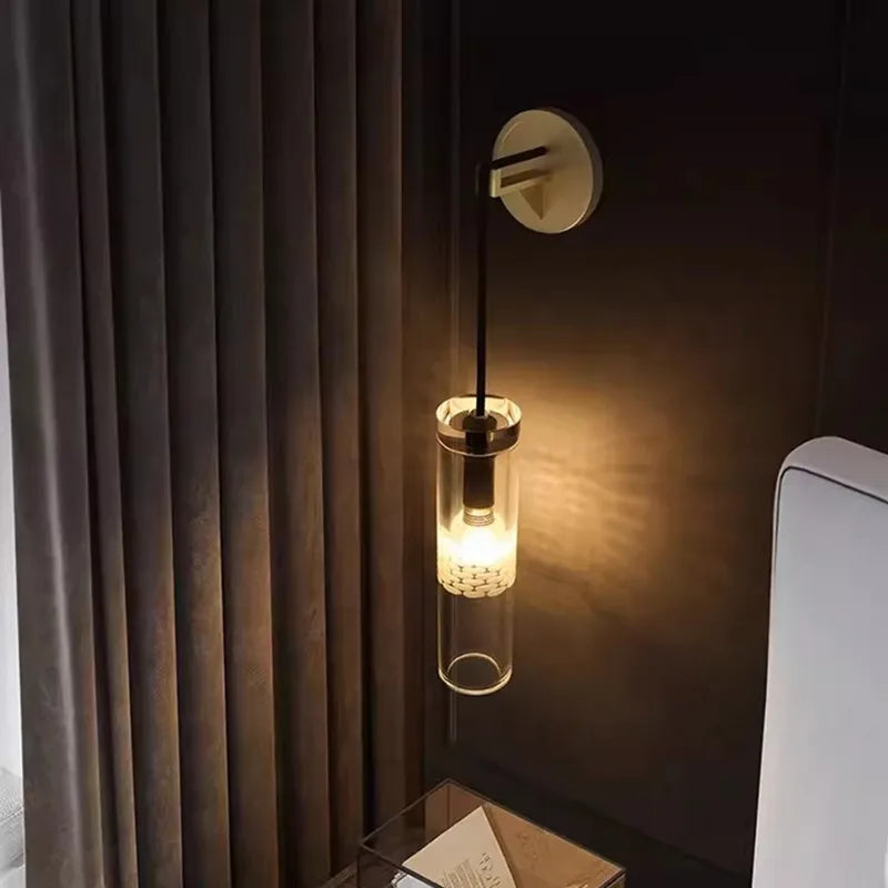 DecorBites™ Golden Glass Wall Lamp: Luxury Post-modern Wall Sconces for Hotel Villa, Living Room, Aisle