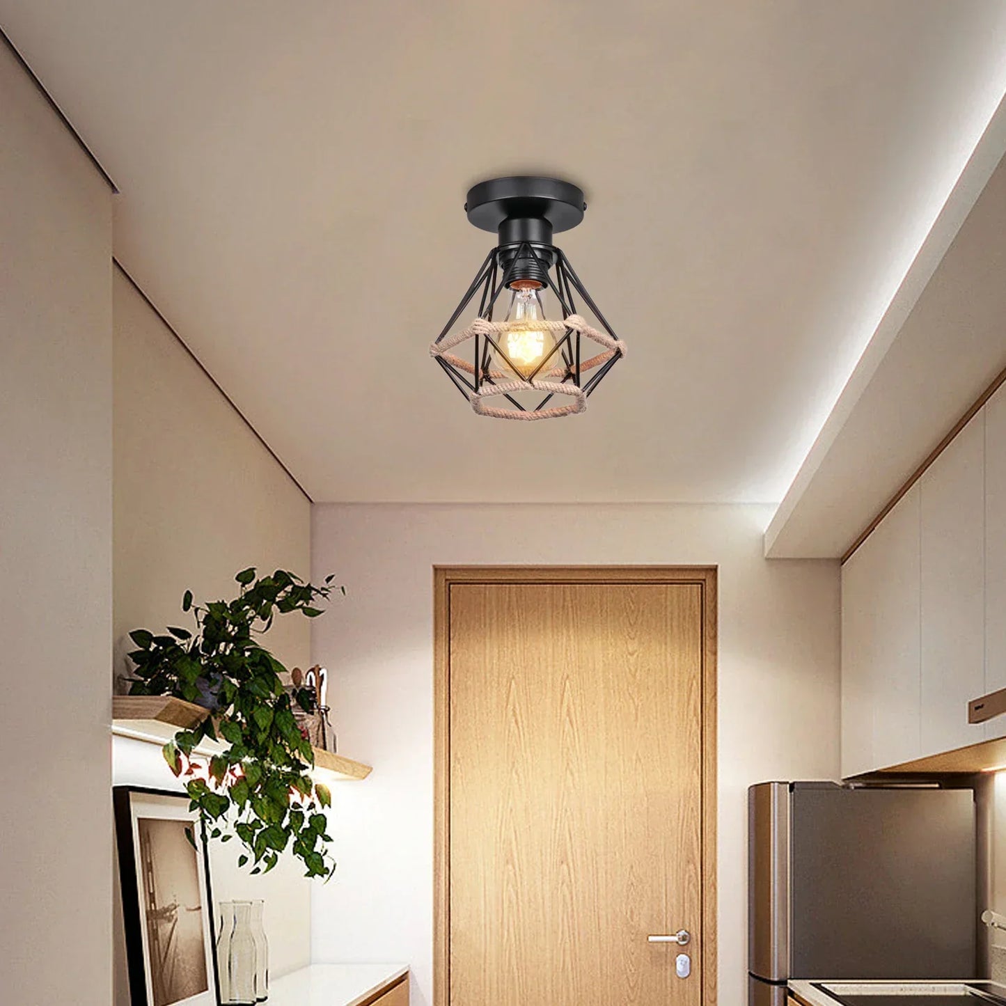 DecorBites™ Hemp Rope Ceiling Chandelier for Bedroom Living Room Kitchen LED