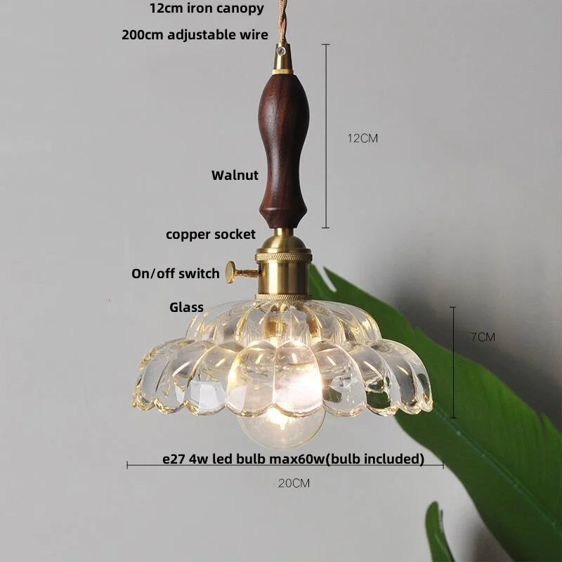 DecorBites™ Amber Flower Glass Pendant Light LED Kitchen Decor Home Reading Room