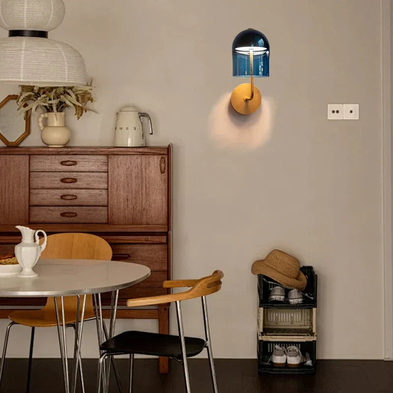 DecorBites™ Blue Glass Wall Sconce Lamps | Designer Luxury Home Decor Light Fixture