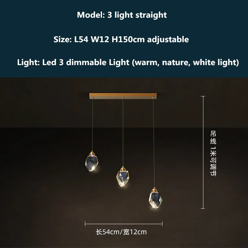 DecorBites™ Copper LED 3-Light Dimmable Crystal Chandelier
