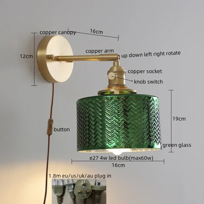 DecorBites™ Green Glass LED Wall Lamps - Modern Home Decor Applique Murale