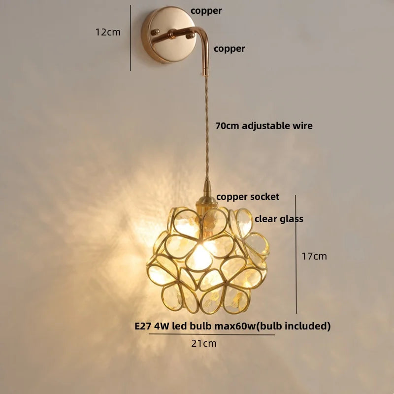 DecorBites™ LED Wall Lights Clear Glass Adjustable Bedside Lamp Nordic Modern Style