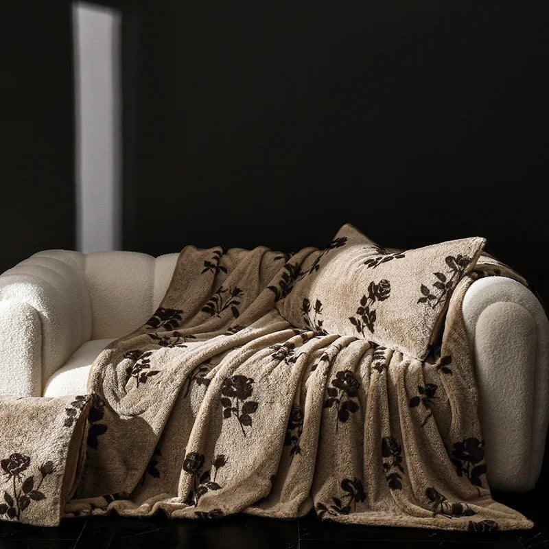 DecorBites™ Cosy Faux Rabbit Plush Blanket in Milk Velvet for Single Sofa Decoration & Napping