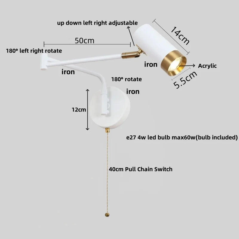 DecorBites™ Acrylic Iron LED Wall Lamp Modern Rotate Black Stair Light