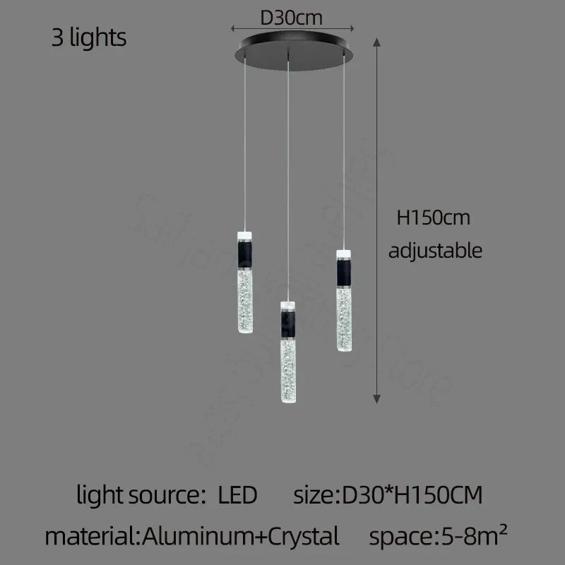 DecorBites™ Cylindrical Crystal Chandelier: Modern Villa Living Room Lamp for Stylish Interiors.