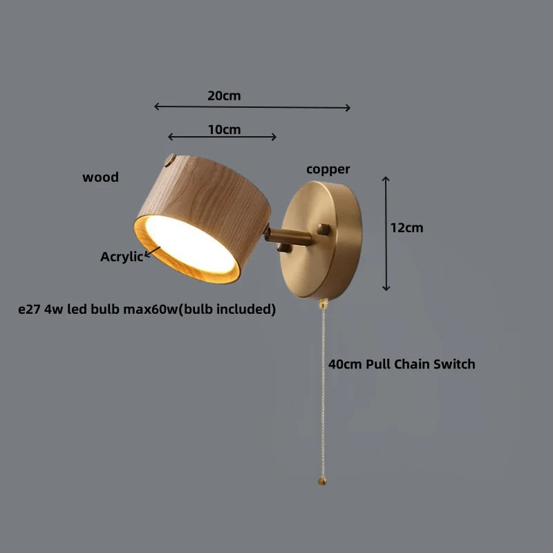 DecorBites™ LED Wood Base Wall Sconce Modern Art Light Fixture for Living Room & Bathroom