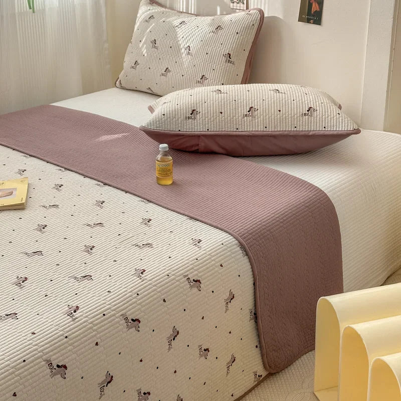 DecorBites™ Double-Sided Cotton Bed Cover Quilted Tatami Mat, Soft & Anti-Slip Mattress