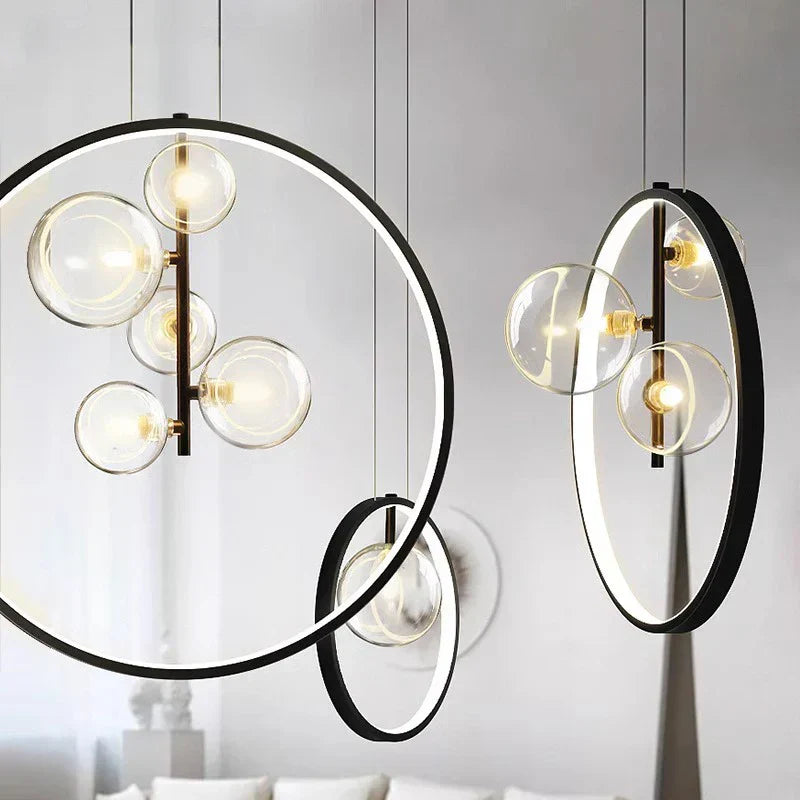 DecorBites™ Crystal Chandelier Stair Pendant Lamp Living Room Interior Lighting
