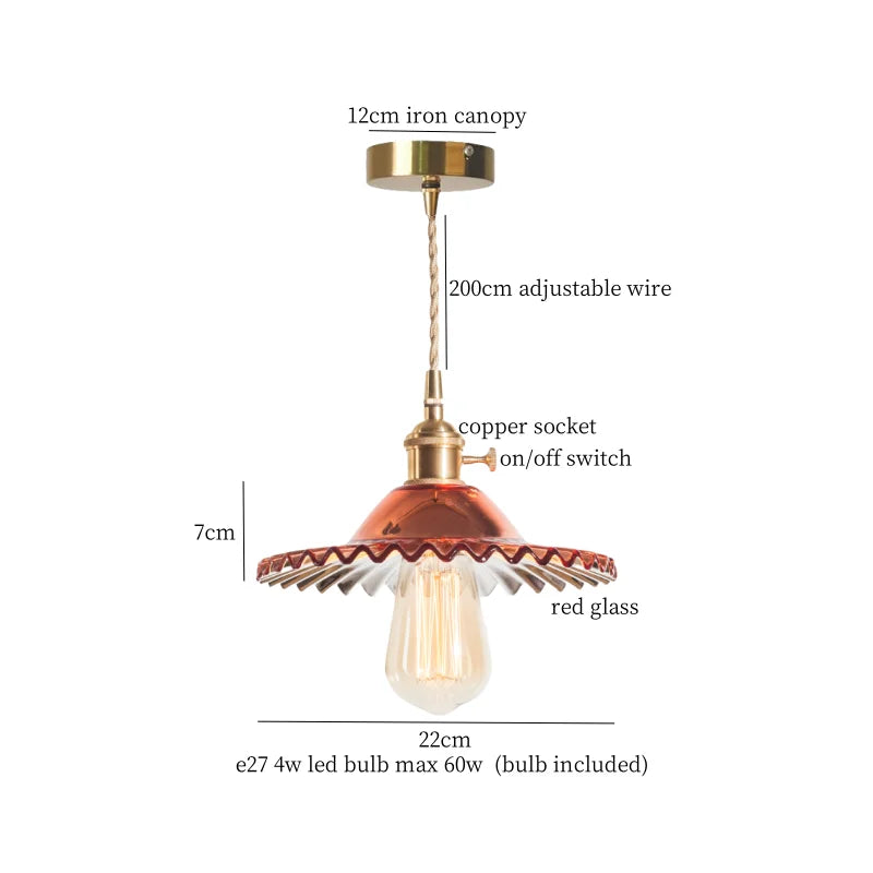 DecorBites™ Brass Glass LED Pendant Lamp for Cafe Bar Restaurant Bedroom Loft