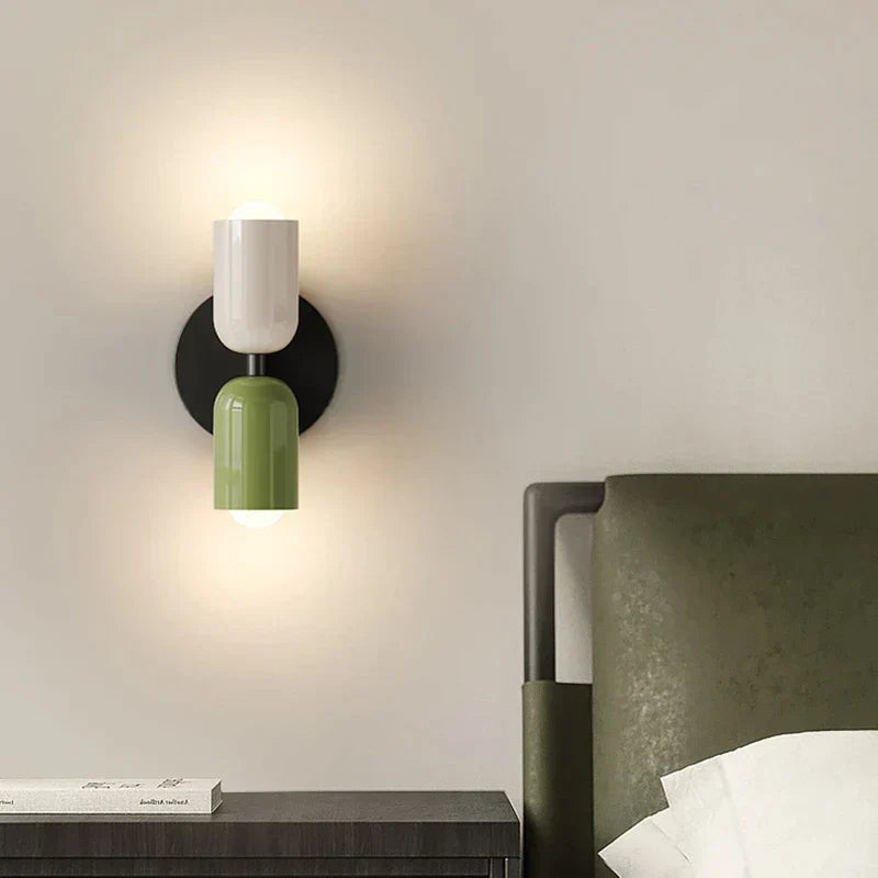 DecorBites™ Cream 2Head Macaron LED Wall Lamp in Black for Home Decor