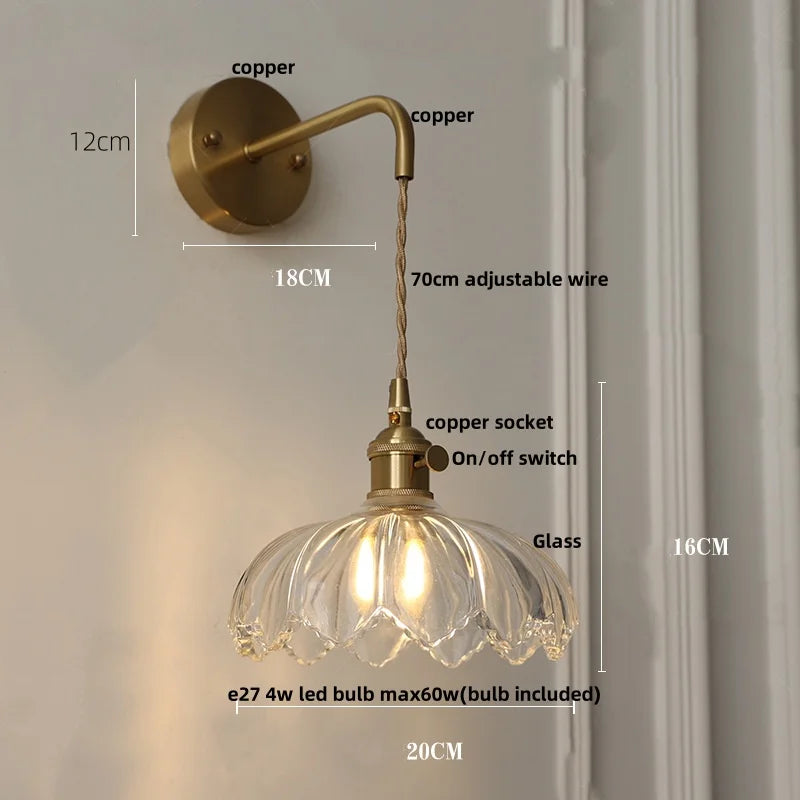 DecorBites™ LED Glass Wall Lights Pull Chain Switch | Nordic Modern Design Bedside Lamp