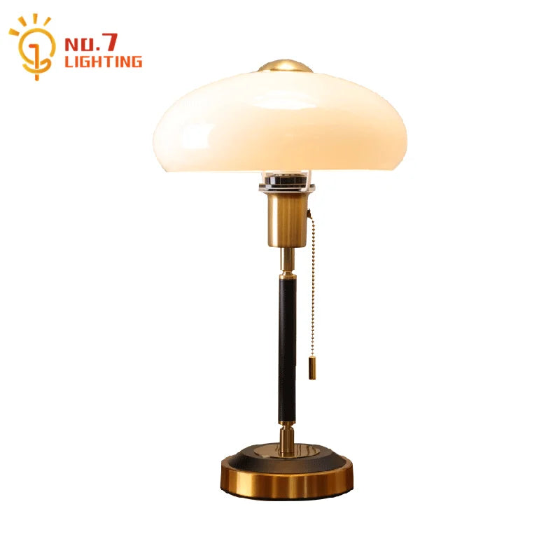 DecorBites™ Cream Glass Mushroom Table Lamp for Warmly Lit Romantic Ambiance