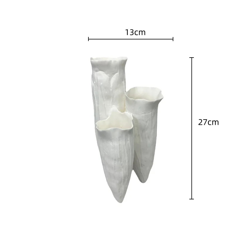 DecorBites™ Abstract Coral Reef Ceramic Vase Triangle Shape Handicraft Home Decor Vase