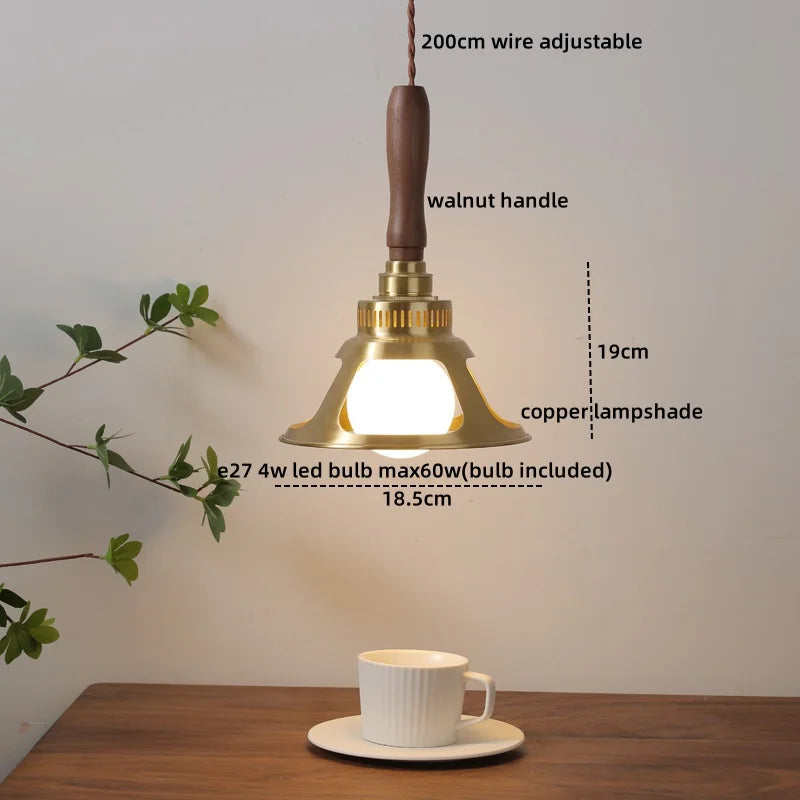 DecorBites™ Copper Walnut LED Pendant Lights, Modern Hanging Lamp for Hallway, Bedroom, Dining Room