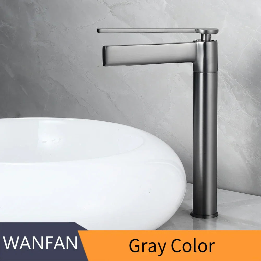 DecorBites™ Brass Deck Mounted Basin Faucet Single Handle Hot Cold Mixer for Bathroom Sink