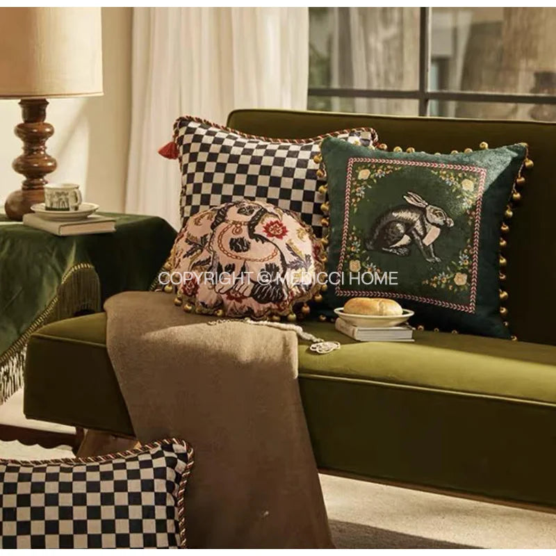 DecorBites™ Cat Print Velvet Throw Pillow Case Luxury Cushion Hand Made