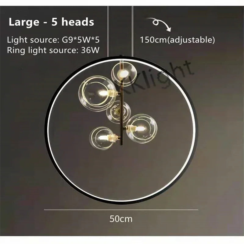 DecorBites™ Glass Bubble Chandelier: Modern Nordic LED Pendant Lighting for Dining Room & Kitchen