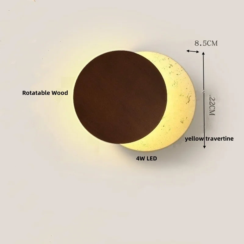 DecorBites™ LED Wall Lamp 2 Glass Ball White, Yellow Travertine Stone Indoor Light