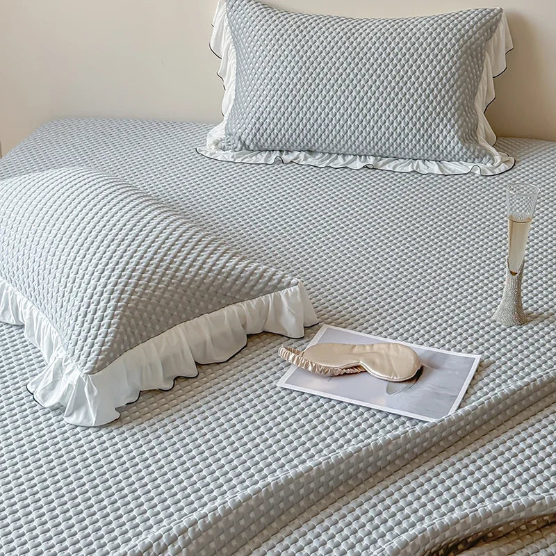 DecorBites™ Cool Feeling 3-Piece Bedding Set - Solid Color Bedskirt, Bedspreads, Sheets & Pillowcases