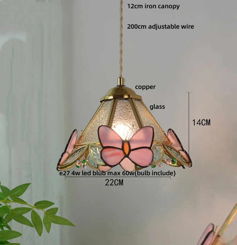 DecorBites™ Butterfly Tiffany Glass Pendant Lamp Modern Nordic LED Hanging Light