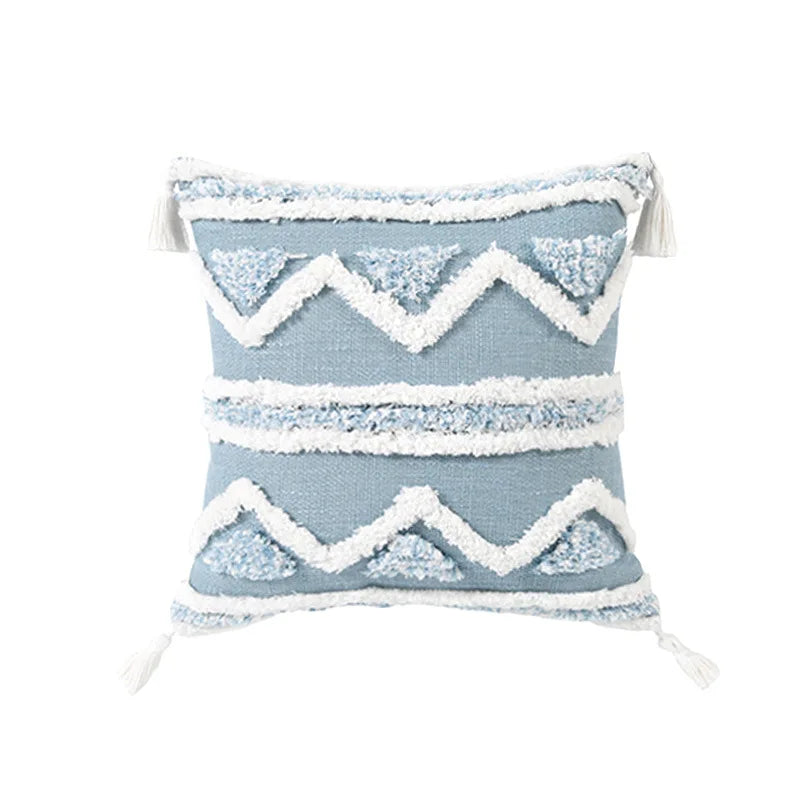 DecorBites™ Blue Geometric Double Cushion Cover for Home & Car Decor