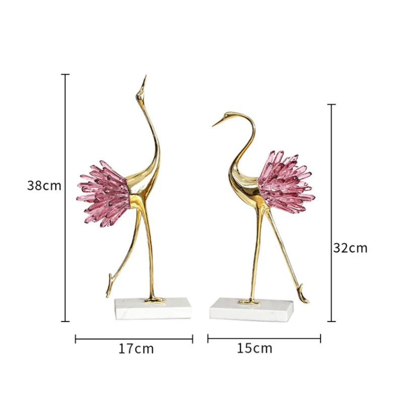 DecorBites™ Crystal Bird Metal Handicraft Sculpture Decorative Figurines