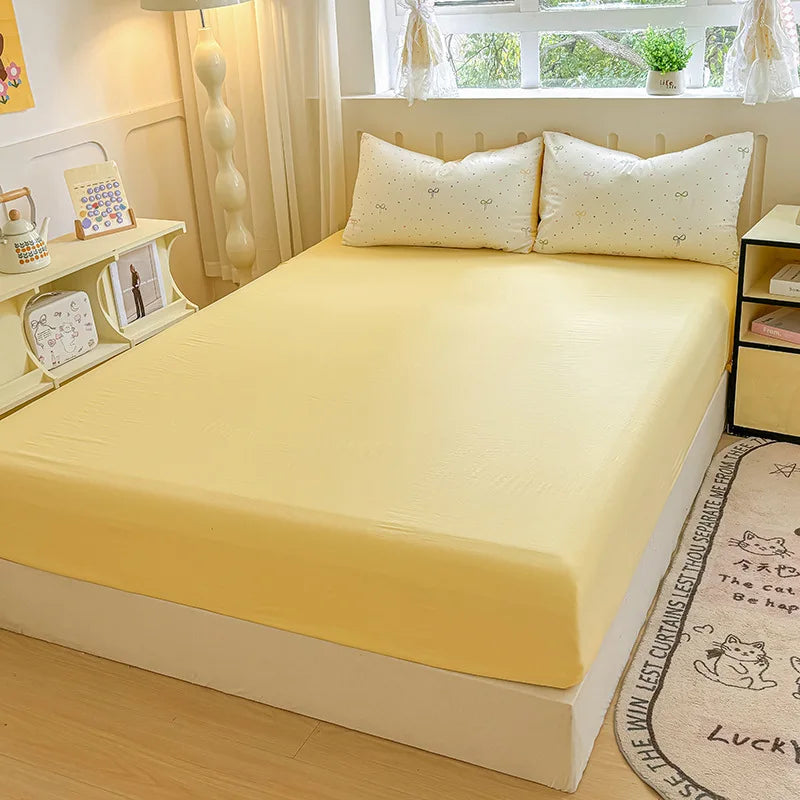 DecorBites™ Double Bed Elastic Fitted Sheet - Dust-Proof Microfiber Mattress Cover