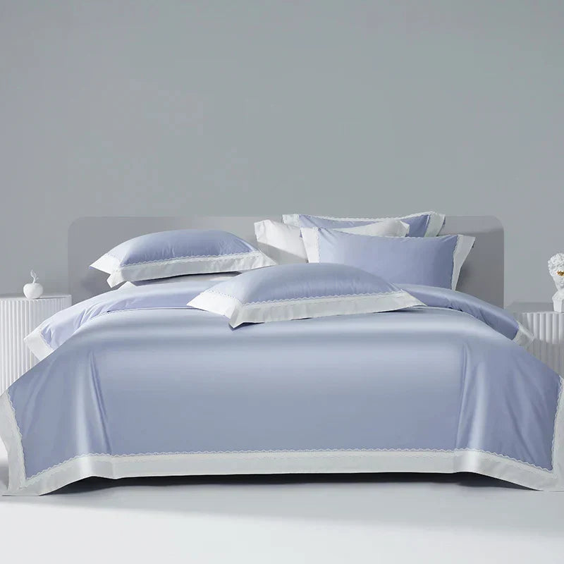 DecorBites™ Lace Patchwork Bedding Set: 1200TC Egyptian Cotton Duvet Cover, Sheet, Pillowcases