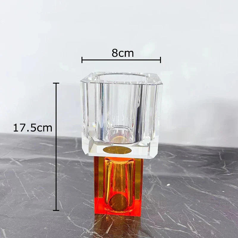 DecorBites™ Geometric Square Glass Vase Artificial Flowers Modern Floral Arrangement